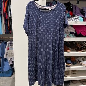 Isaac Mizrahi Blue Mini Dress Crew Neck Casual